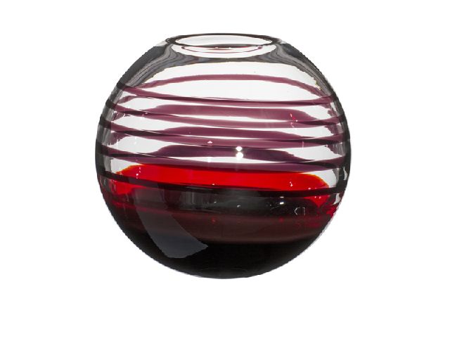 Vaso sfera vetro di murano nero rosso
