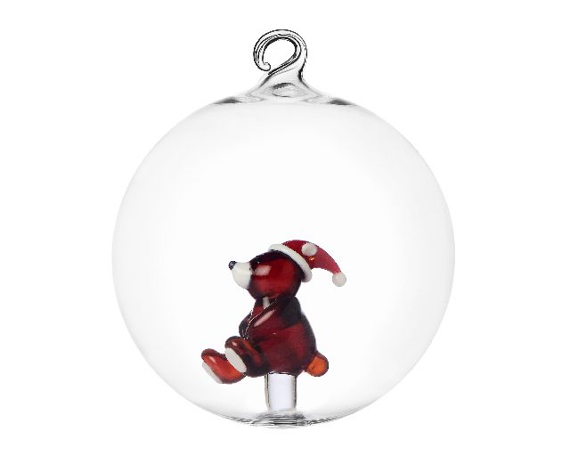 Idea regalo natale palla di natale orso bruno con cappello natale woodland tales