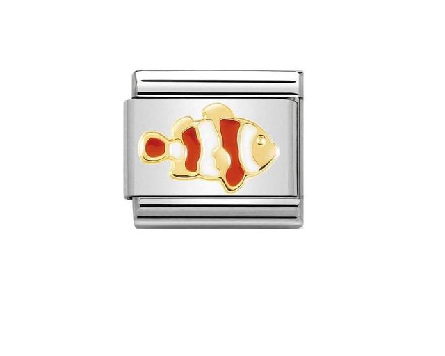 Pesce pagliaccio composable acciaio oro e smalto