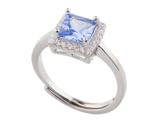 Anello argento con cubic zirconia e zirconi acquamarina