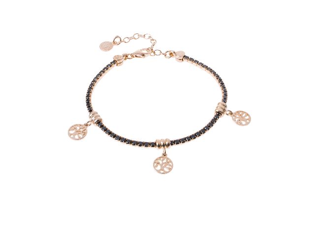 Bracciale chic&charm argento con alberi della vita e zirconi neri