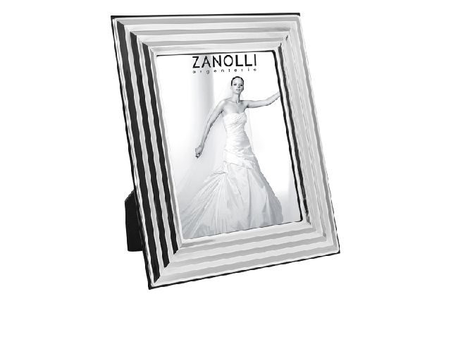 Cornice argento con fascia larga a scalini