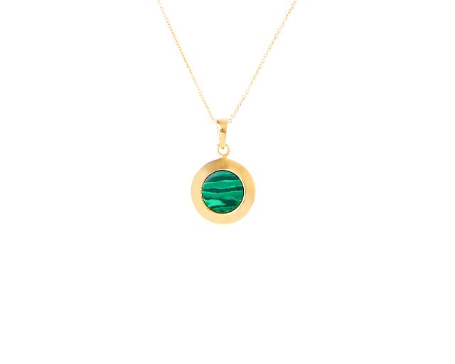 Necklace silver with malachite pendant