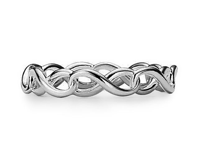 Anello acciaio con infinito intrecciato