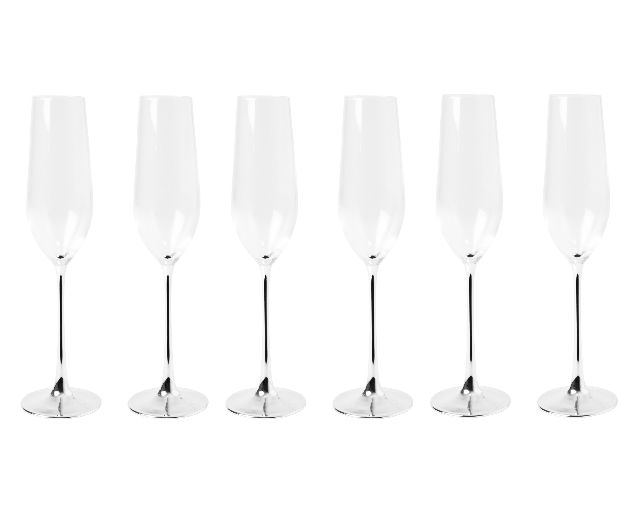 Set of goblets with silver stem 6 pieces