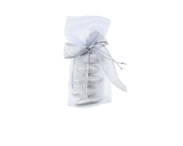 Favor sugared almonds white and silver with sugared almonds