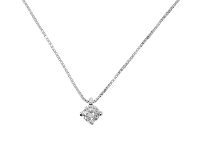 Collana argento con punto luce zircone bianco