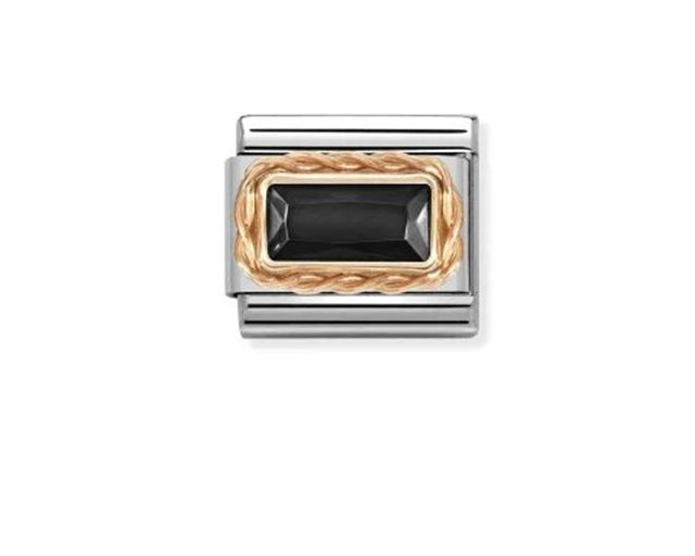 Pietra nera composable acciaio e oro rosa