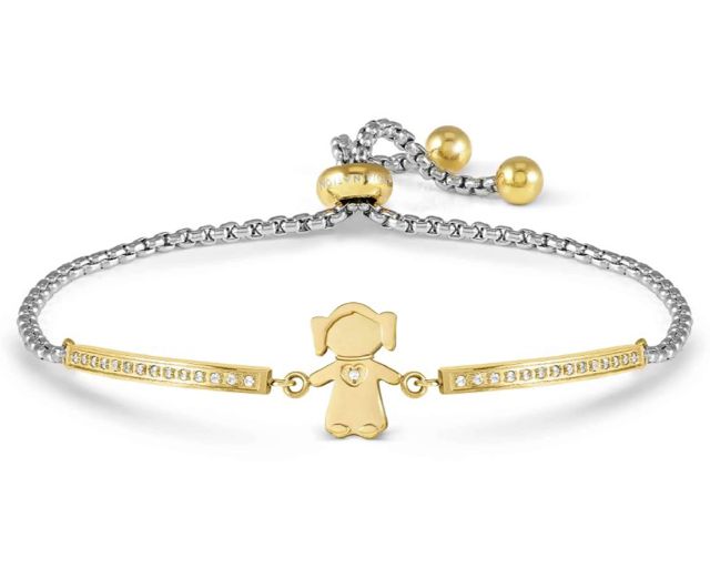 Bracciale milleluci acciaio dorato bimba con zirconi