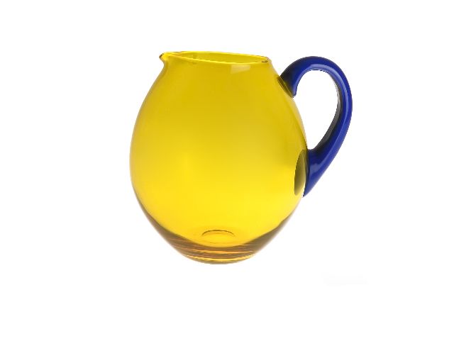 Caraffa dandy vetro di murano blu giallo