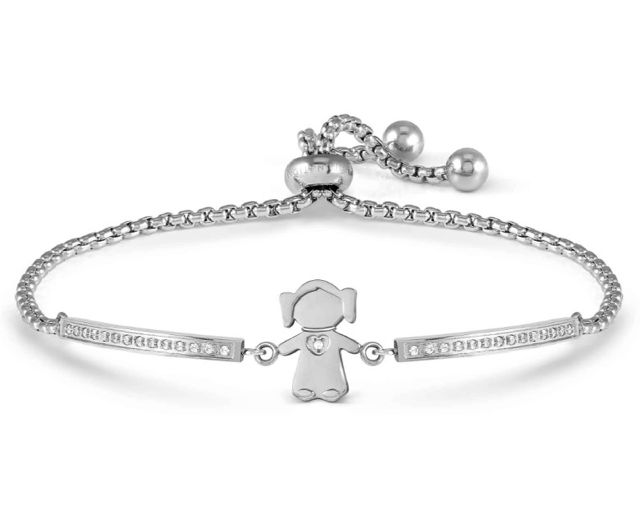 Bracelet milleluci steel with girl and zircons