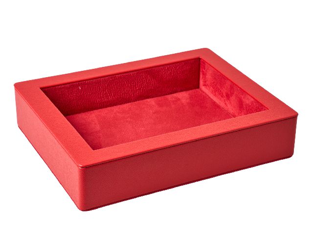 Valet tray red faux leather