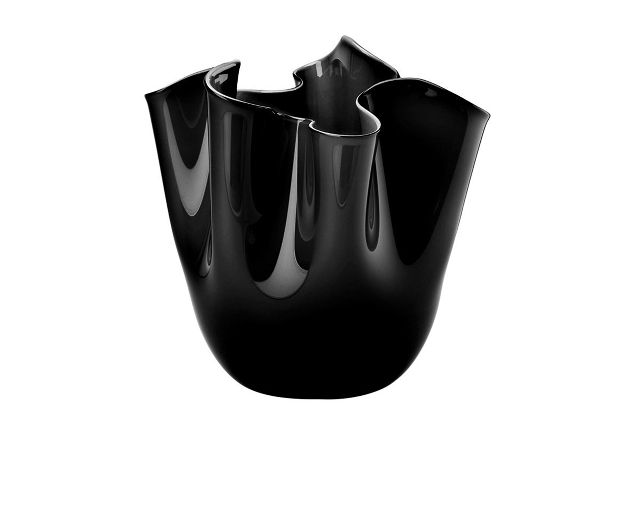Vaso fazzoletto vetro di murano opalino nero