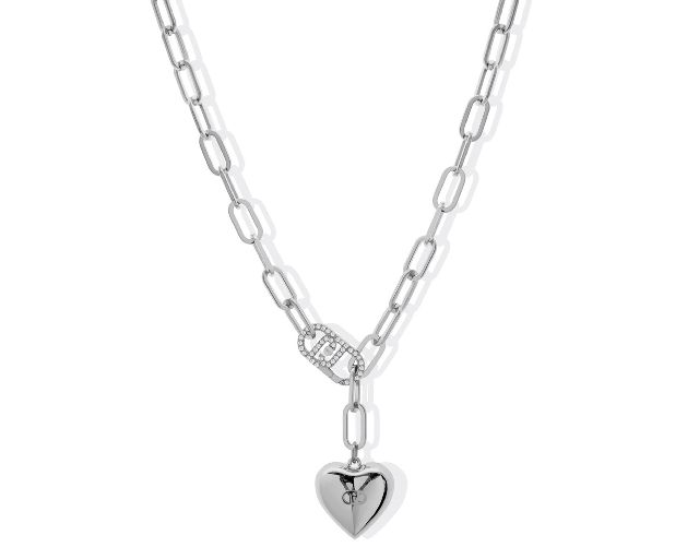 Collana acciaio cuore bombato con logo