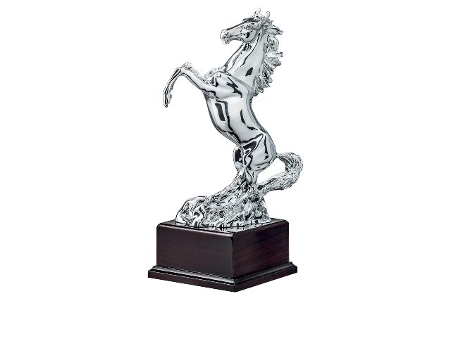Trophy rampant horse with wooden base