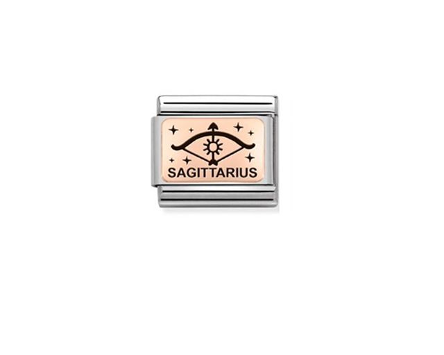 Sagittario composable acciaio oro rosa 375 e smalto nero