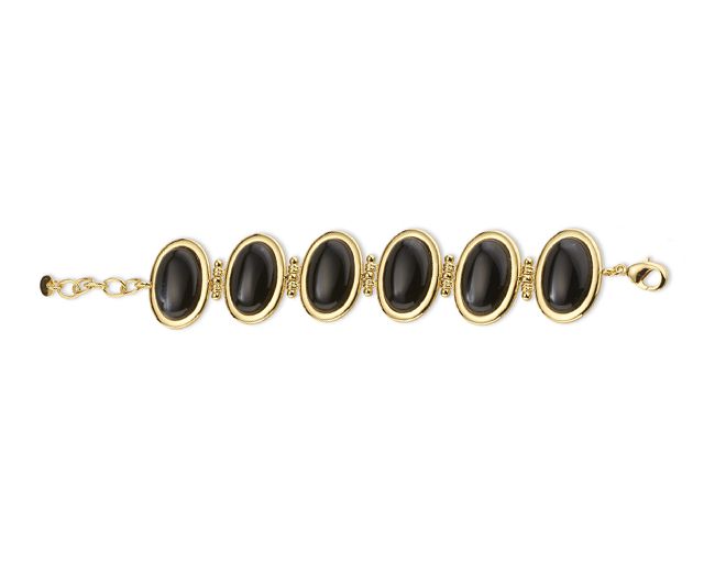 Bracciale ottone finitura oro con occhio di gatto nero