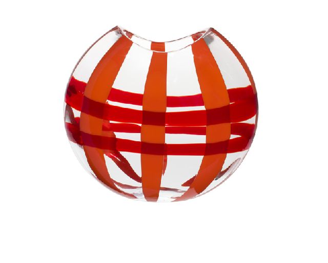 Vase eclissi murano glass orange red