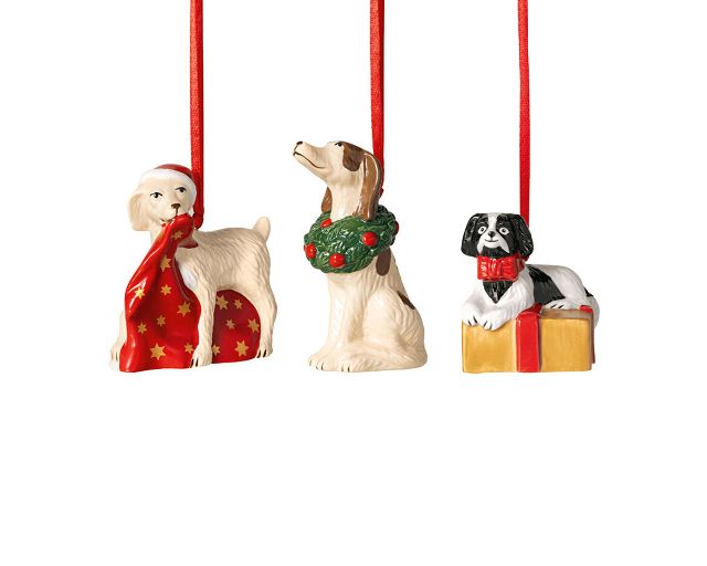 Idea regalo natale addobbi di natale nostalgic ornaments porcellana cani 3 pezzi