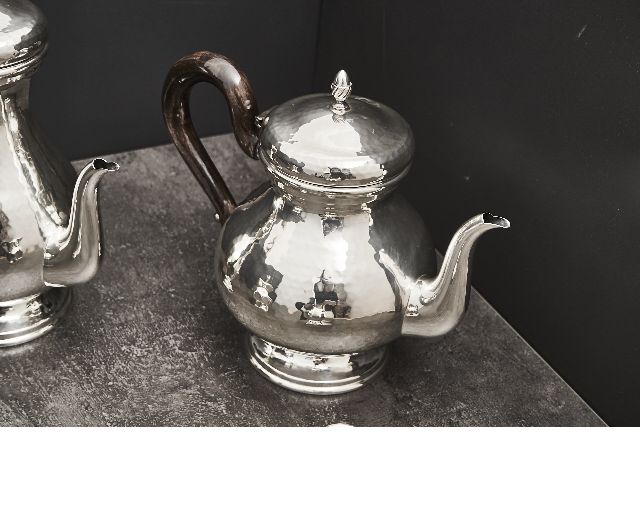 Servizio Da Caffe Argento 4 Pezzi Battuto Usato Ricondizionato Zanolli Vintage 173849 Us0004555