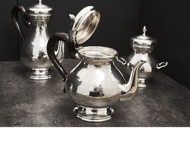 Servizio Da Caffe Argento 4 Pezzi Battuto Usato Ricondizionato Zanolli Vintage 173849 Us0004555