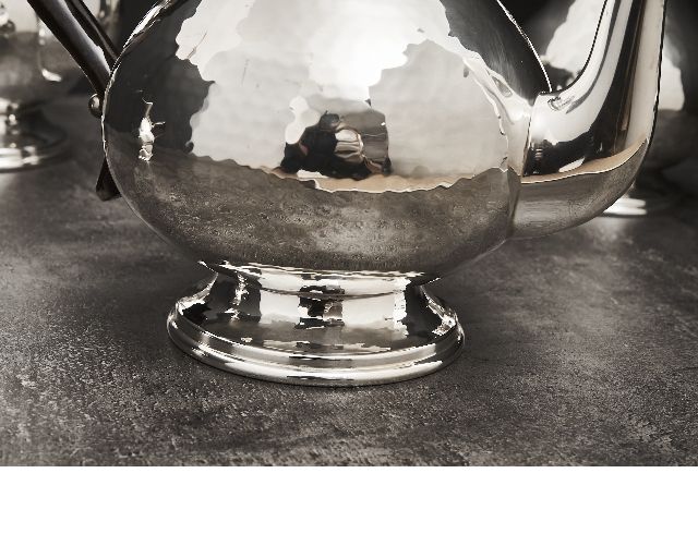 Servizio Da Caffe Argento 4 Pezzi Battuto Usato Ricondizionato Zanolli Vintage 173849 Us0004555