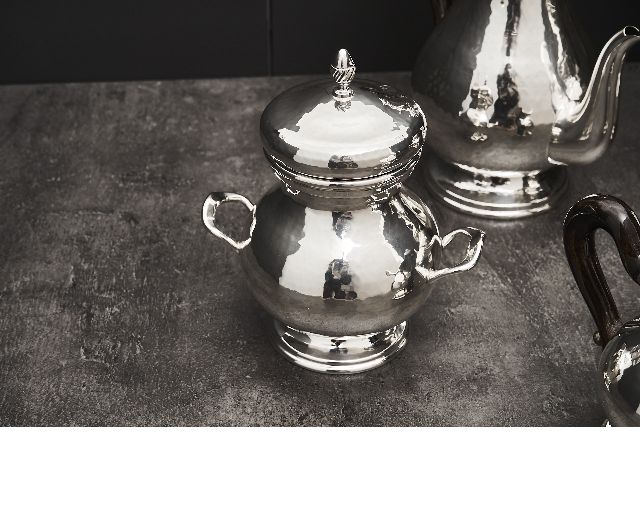 Servizio Da Caffe Argento 4 Pezzi Battuto Usato Ricondizionato Zanolli Vintage 173849 Us0004555