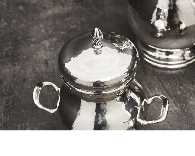 Servizio Da Caffe Argento 4 Pezzi Battuto Usato Ricondizionato Zanolli Vintage 173849 Us0004555