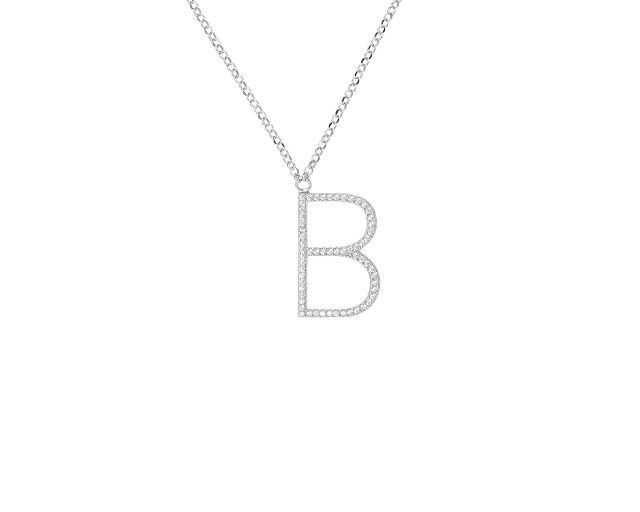 Collana dancing names argento con ciondolo lettera b in cubic zirconia
