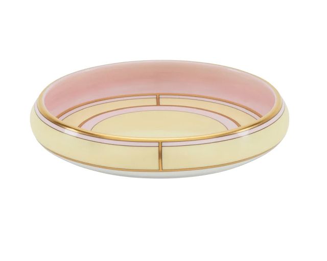 Round valet tray diva porcelain yellow