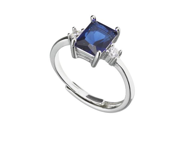 Anello argento con rettangolo zircone zaffiro