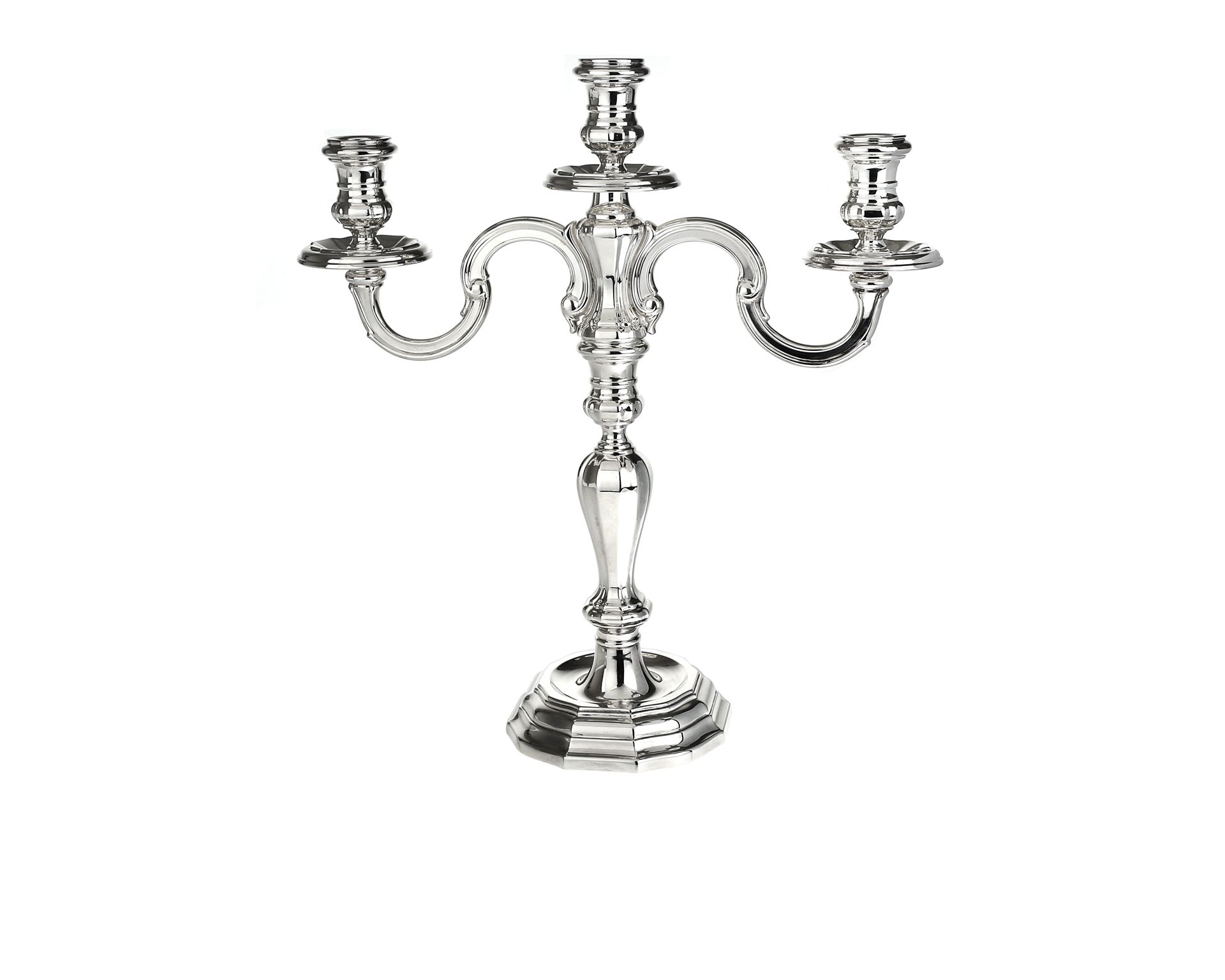 Candleholder Baroque Silver With Three Flames Selezione Zanolli