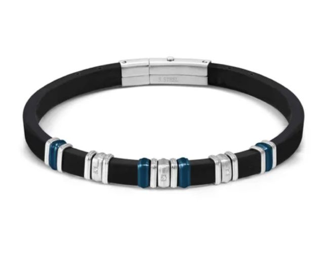 Bracelet city energy steel and rubber with zircons