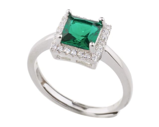Anello argento con cubic zirconia e zirconi smeraldo