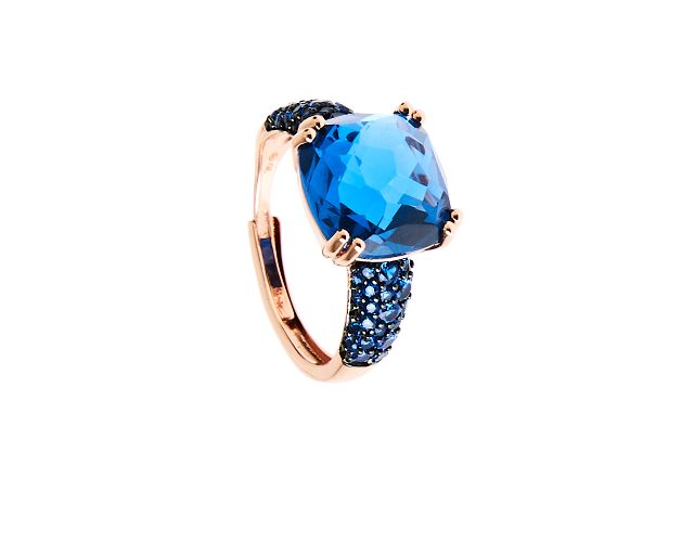Ring silver rosè with sapphire zircon