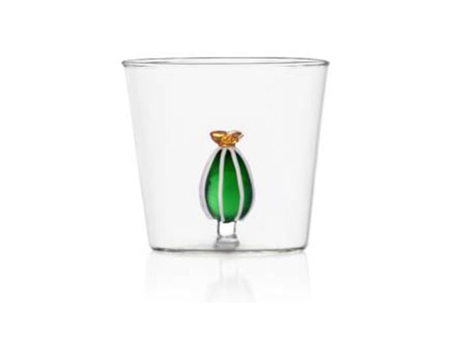 Bicchiere tumbler desert plants cactus fiore ambra
