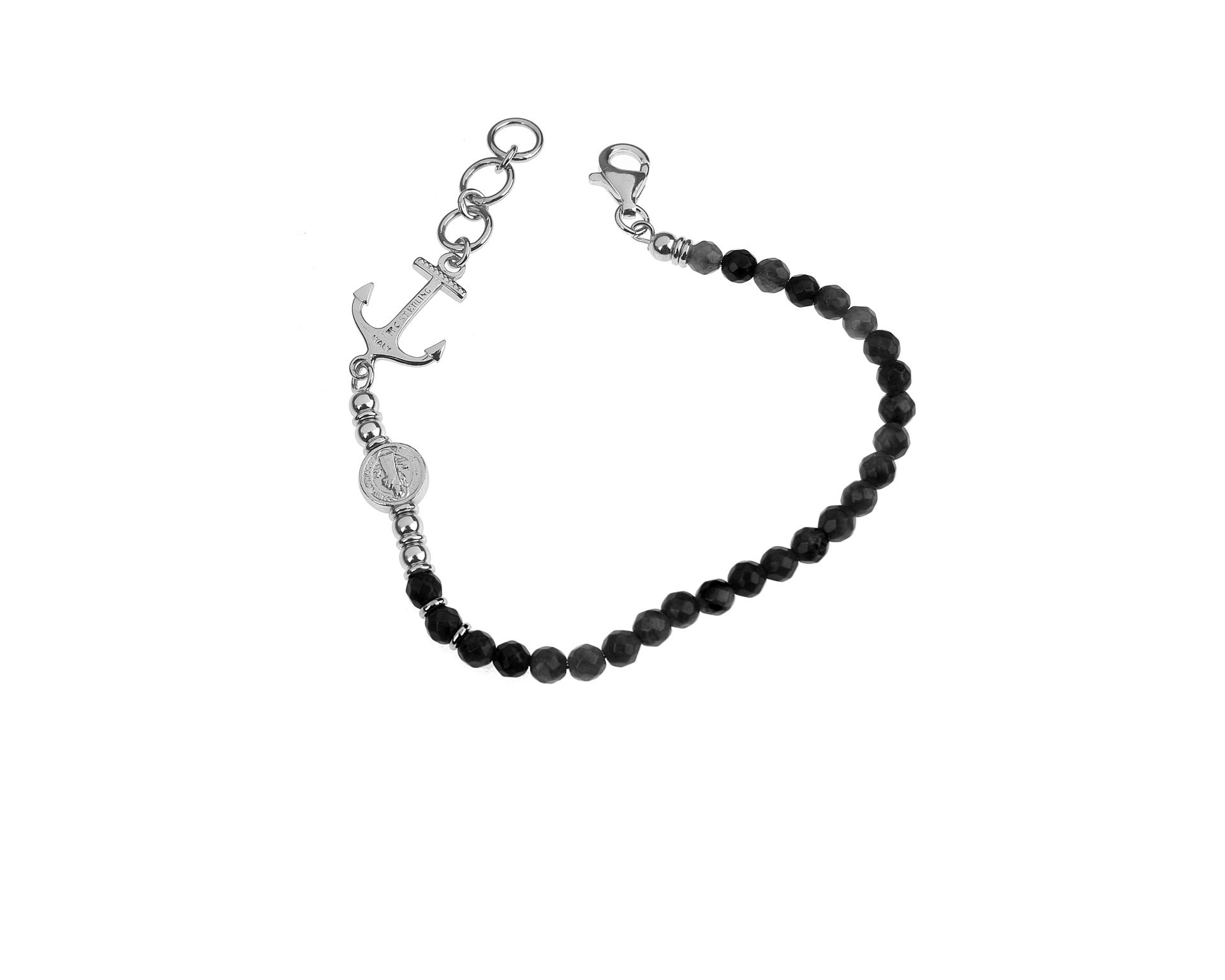 Man Elastic Bracelet Neptune Silver With Anchor Maria Cristina Sterling 139179 889g2292
