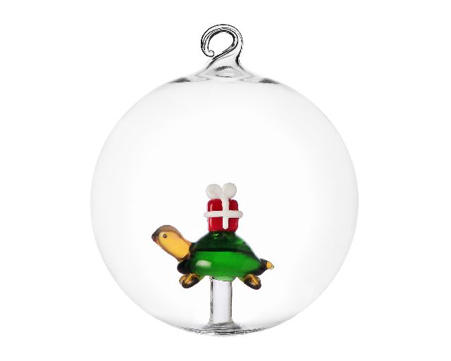 Idea regalo natale palla di natale tartaruga con regalo rosso woodland tales