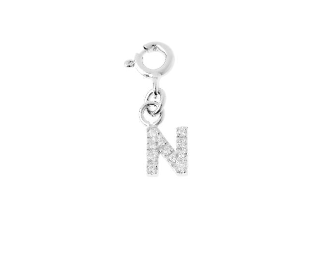 Ciondolo lettera n argento con zirconi