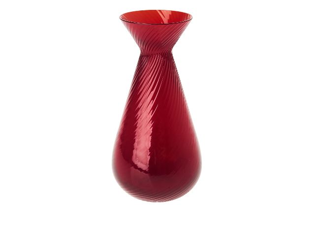 Vase gemme rigadin murano glass red