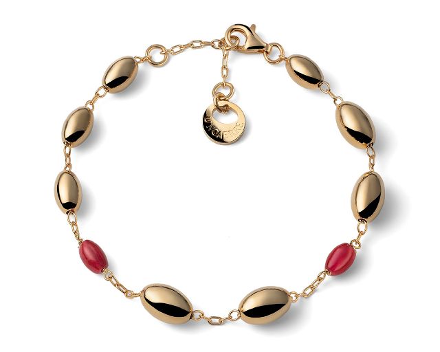 Bracciale boule argento dorato e corallo
