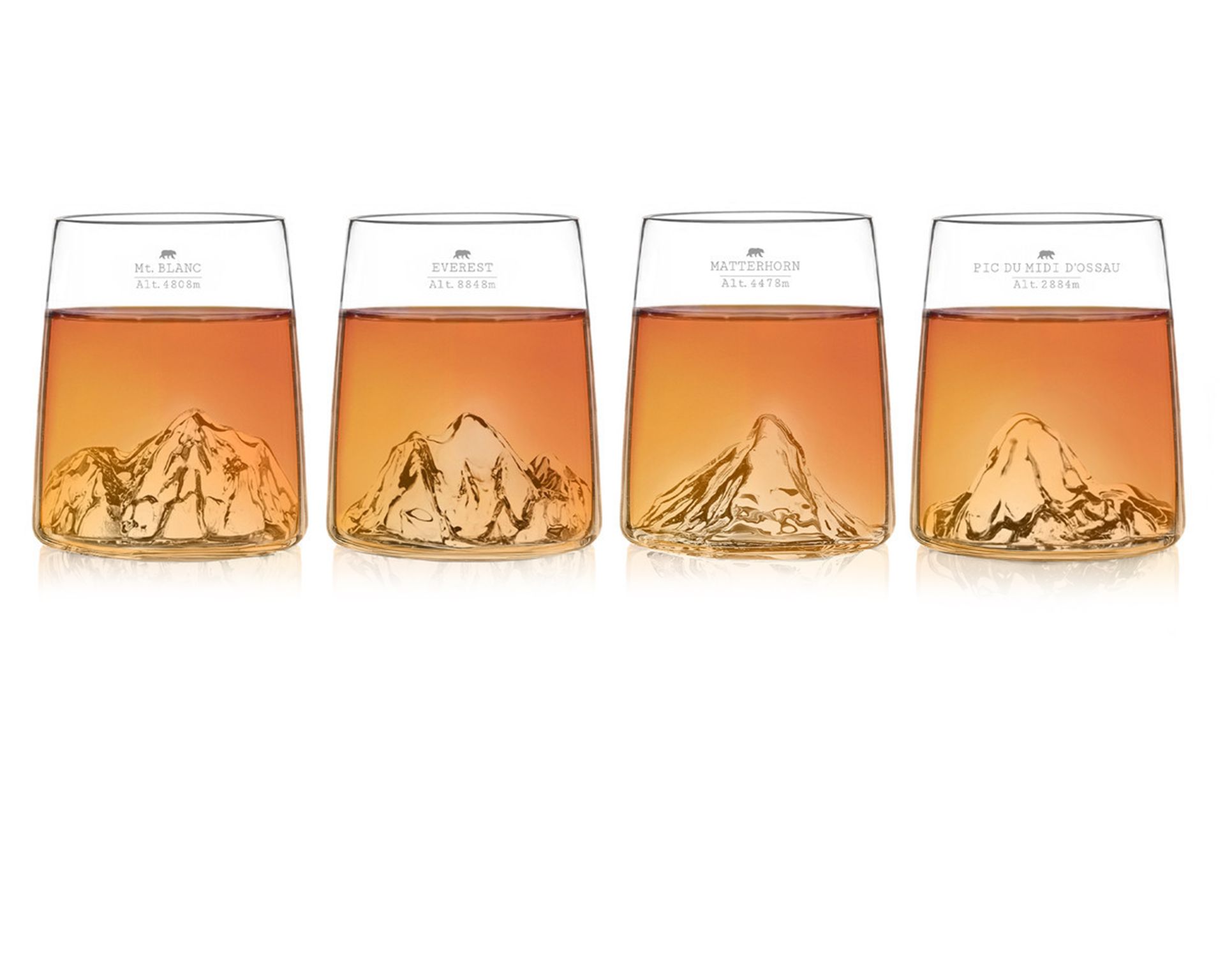 Shooter Glass Set Topographic Monte Bianco Everestmatterhornpico De Alto 4 Pieces Alaskan Maker 189441 200sbemp