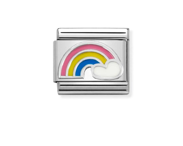 Arcobaleno con nuvola composable acciaio argento e smalto