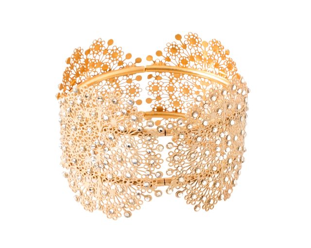Bracelet gold-plated brass with champagne rhinestones