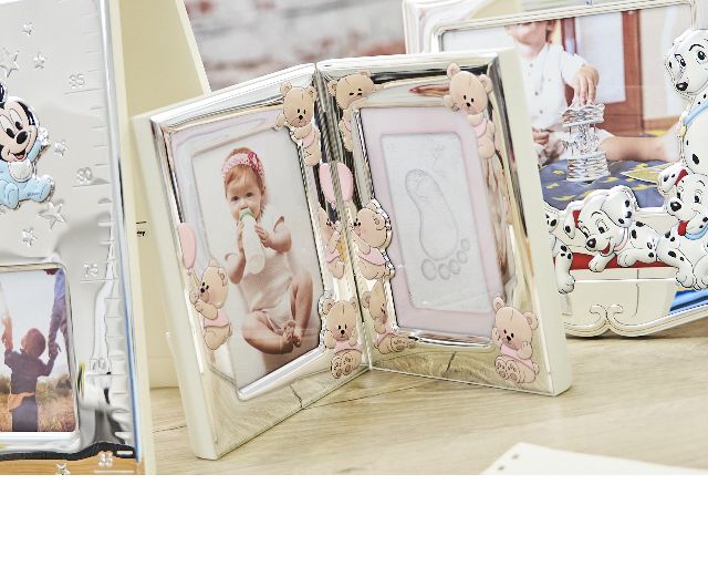 Picture Frame Pink Teddy Bears Pvd Silver With Foot And Hand Prints Kit Selezione Zanolli 172664 445731473lra