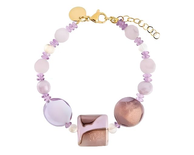 Bracciale frame vetro di murano viola