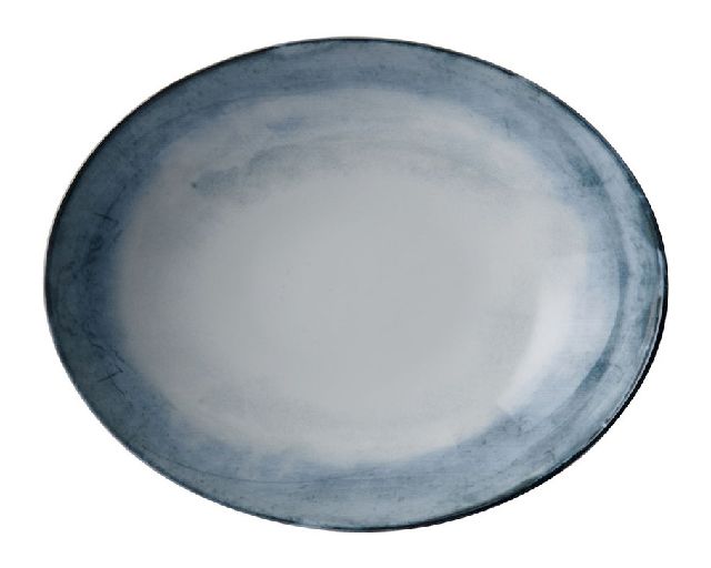 Oval deep plate shade sea porcelain
