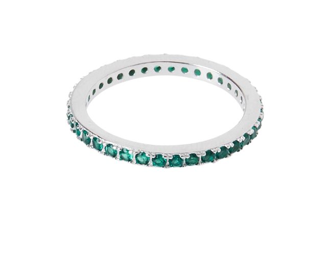 Anello luce argento con zirconi smeraldo