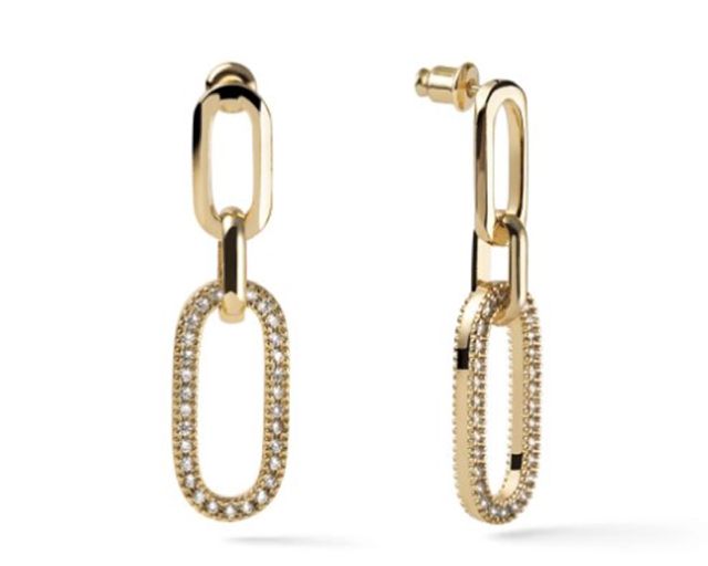 Orecchini classica in bronzo dorato con zirconi