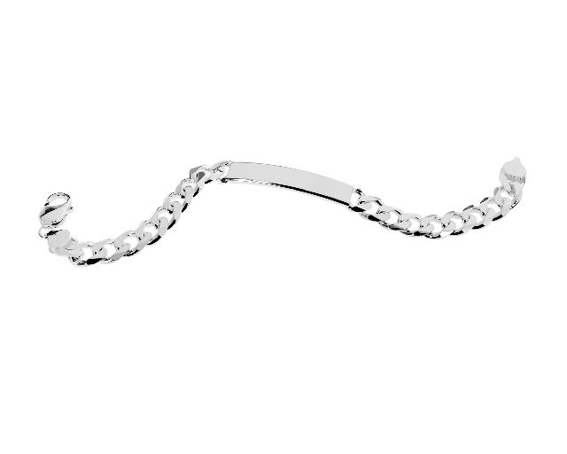 Bracciale da uomo argento con maglia grumette e piastrina centrale